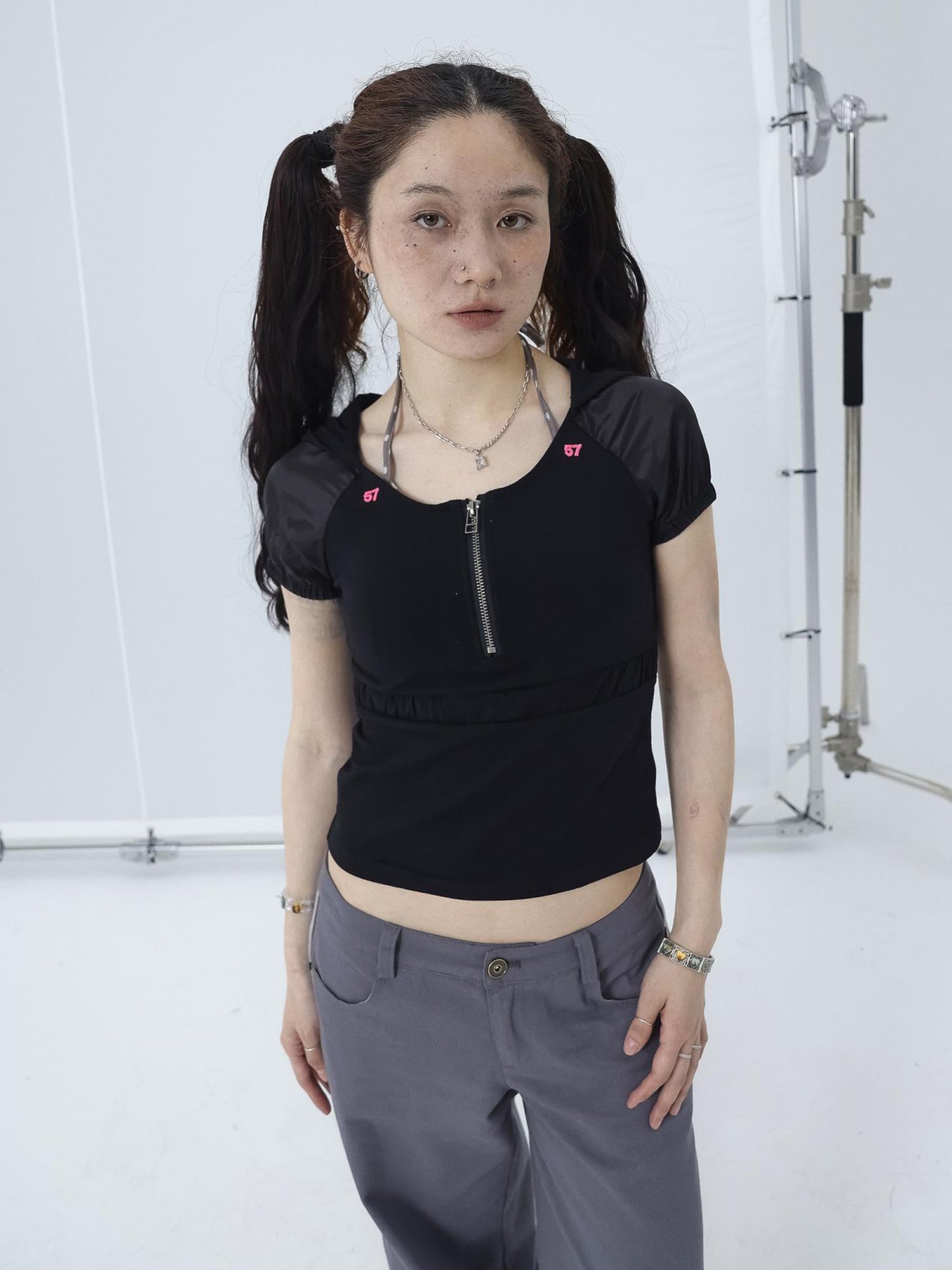 Achihara Gorpcore Y2K Zip Up Cropped Hoodie