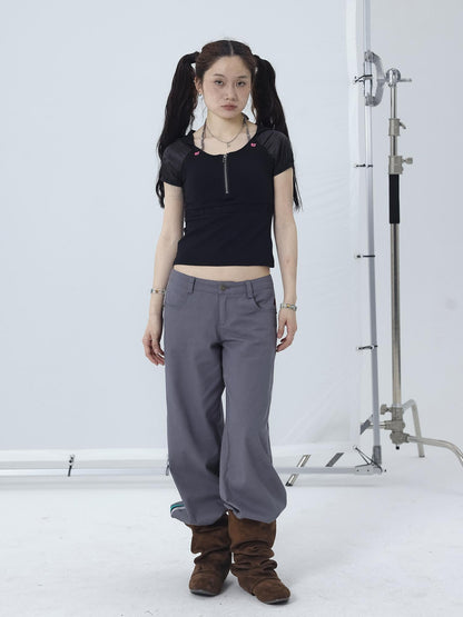 Achihara Gorpcore Y2K Zip Up Cropped Hoodie