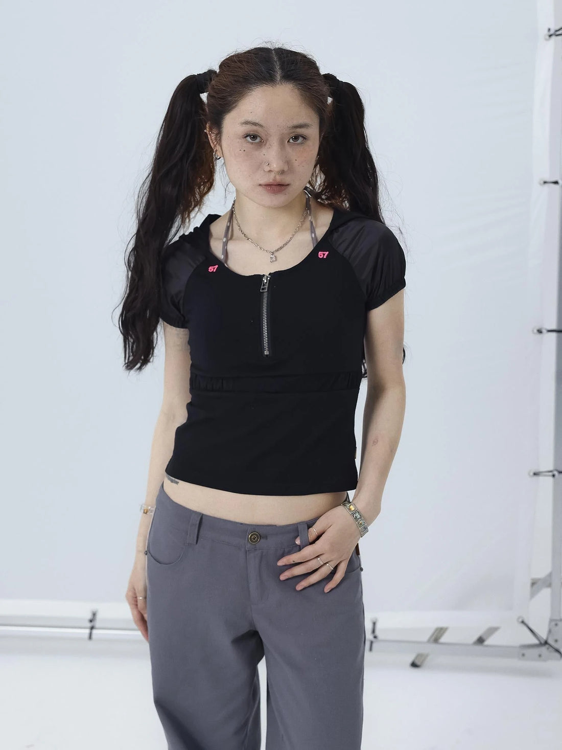 Gorpcore Y2K Zip Up Cropped Hoodie