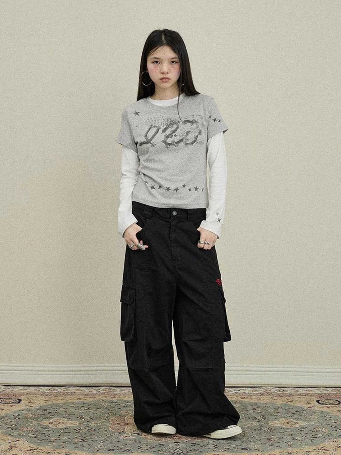 Gray Print Short Sleeve T-Shirt Unisex