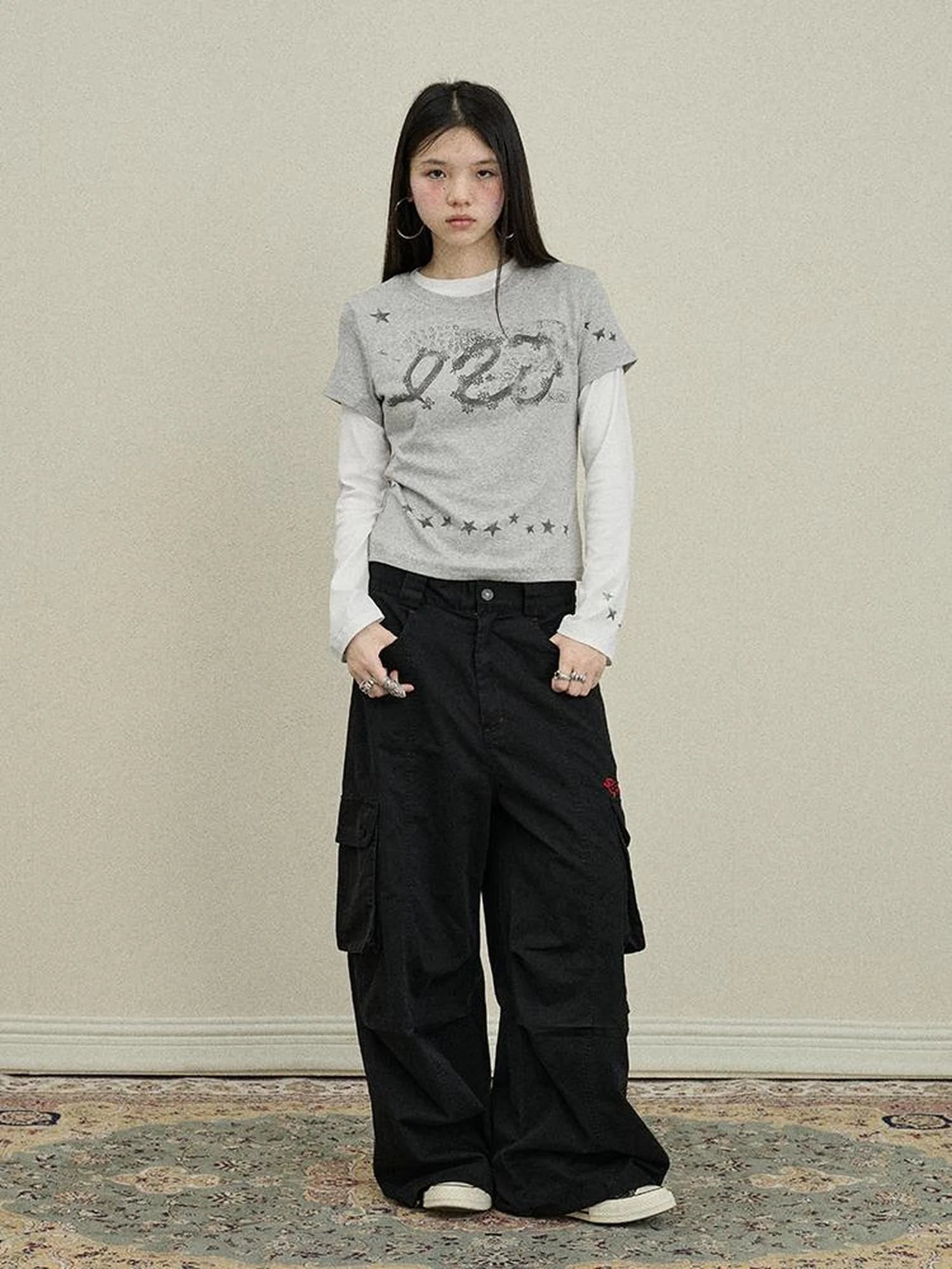 Gray Print Short Sleeve T-Shirt Unisex