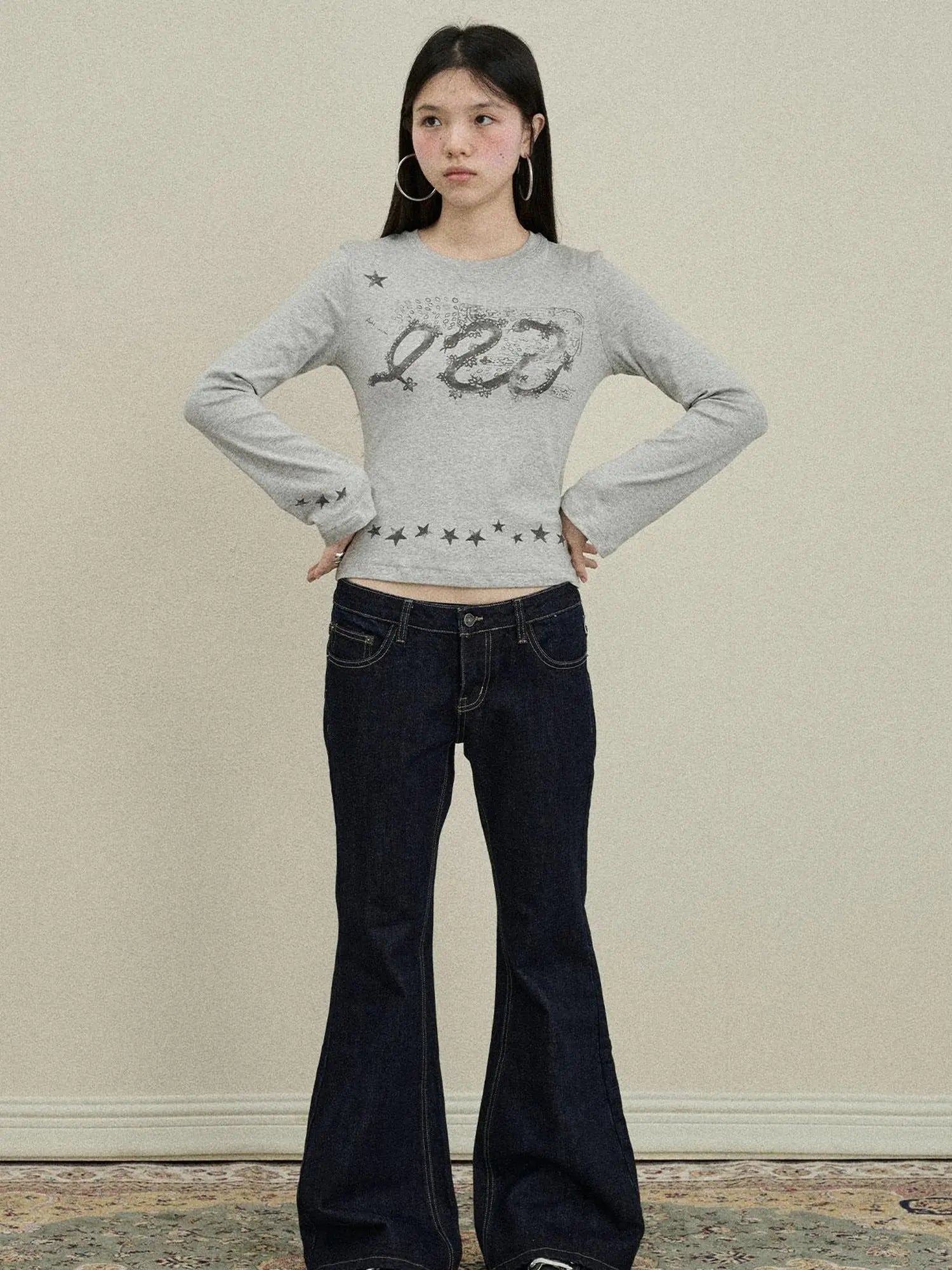 Gray Print Short Sleeve T-Shirt Unisex