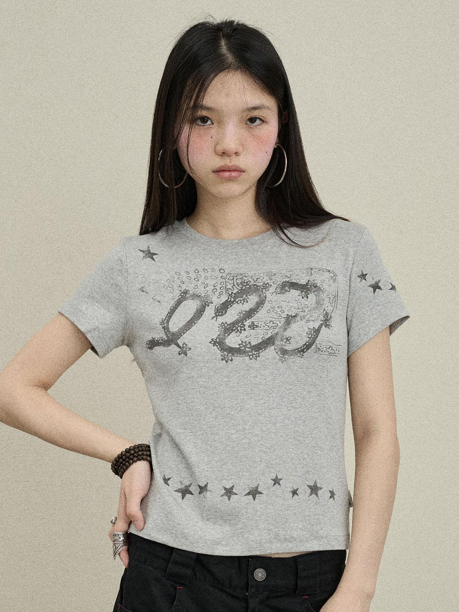 Update Achihara Gray Print Short Sleeve T-Shirt Unisex