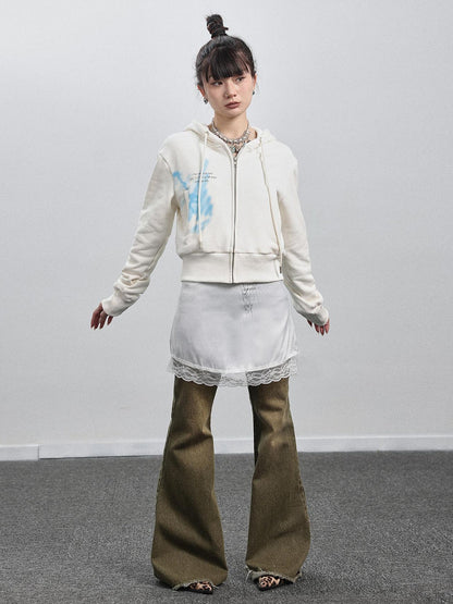 Achihara Green Denim Flare Pants For Summer &amp; Fall