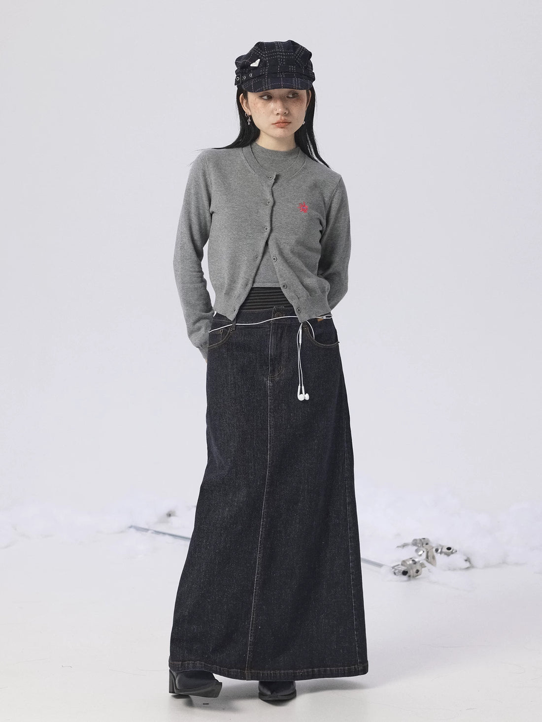 Achihara Grey Knit Vest &amp; Cardigan Set-1