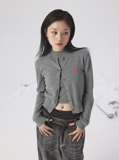 Achihara Grey Knit Vest &amp; Cardigan Set-3