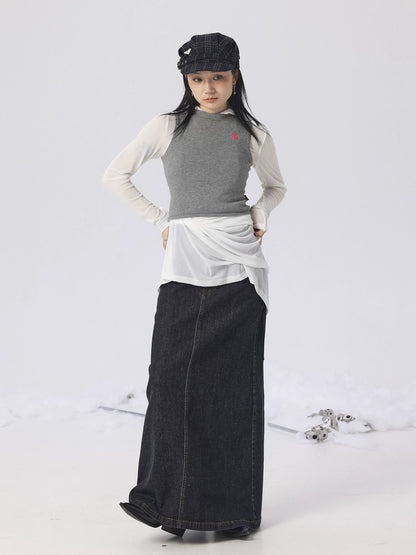 Achihara Grey Knit Vest &amp; Cardigan Set-5