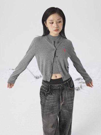Achihara Grey Knit Vest &amp; Cardigan Set