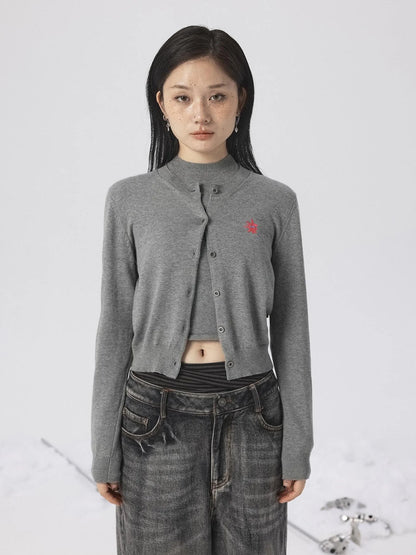 Grey Knit Vest &amp; Cardigan Set