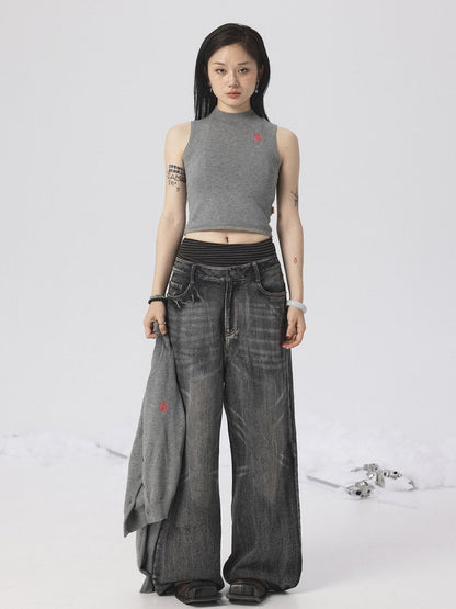 Achihara Grey Knit Vest &amp; Cardigan Set