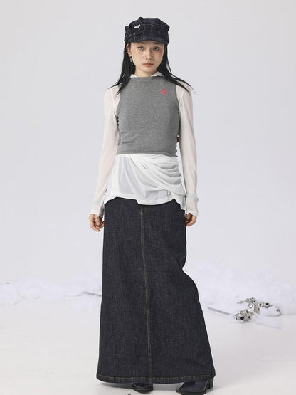 Achihara Grey Knit Vest &amp; Cardigan Set