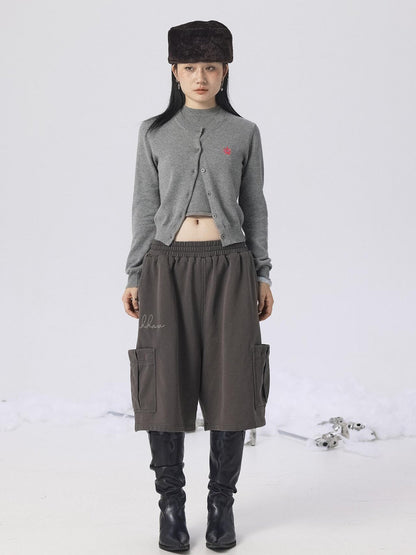 Achihara Grey Knit Vest &amp; Cardigan Set