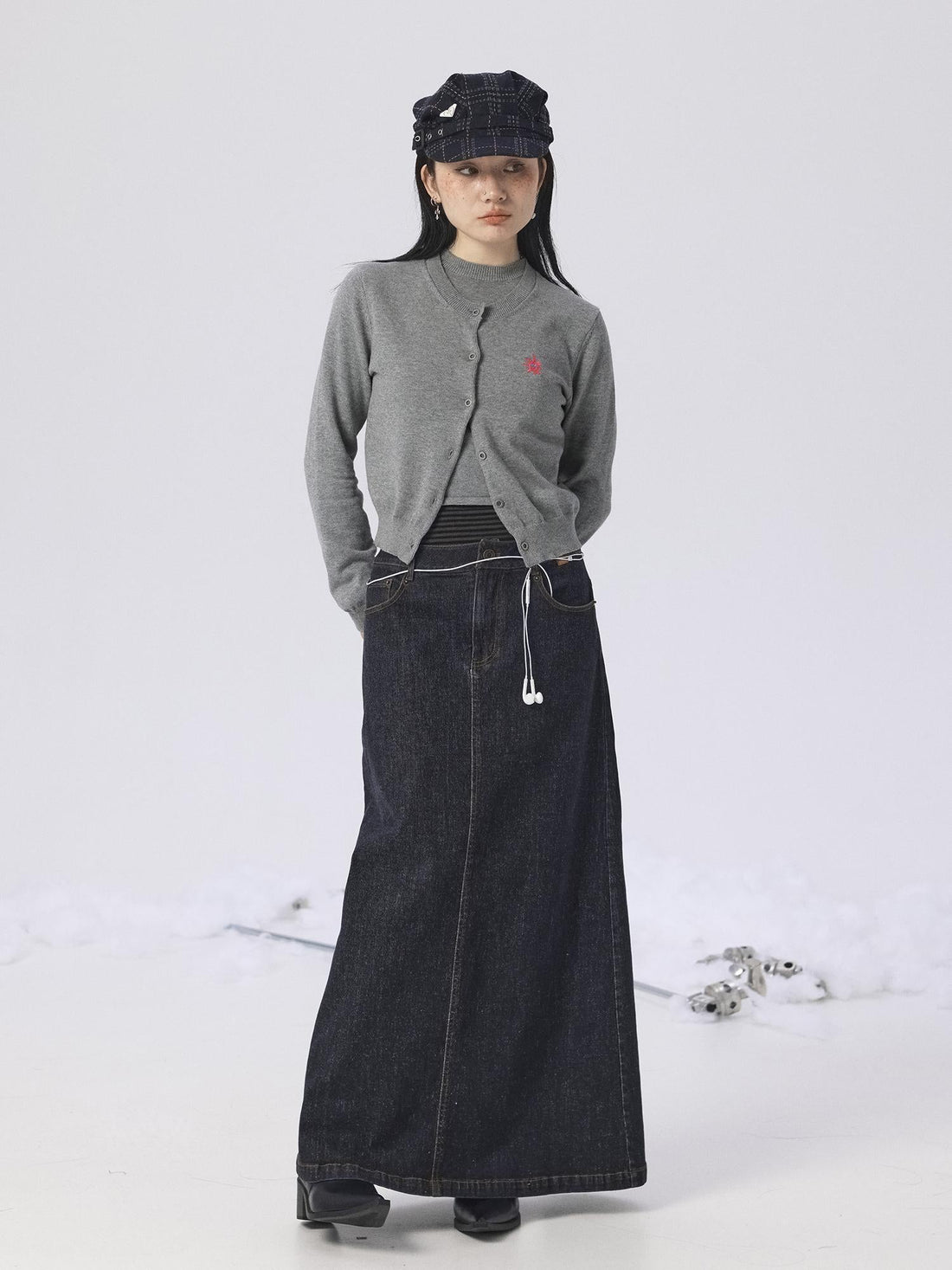 Achihara Grey Knit Vest &amp; Cardigan Set