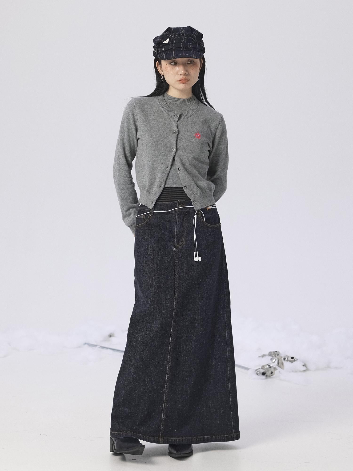 Achihara Grey Knit Vest &amp; Cardigan Set