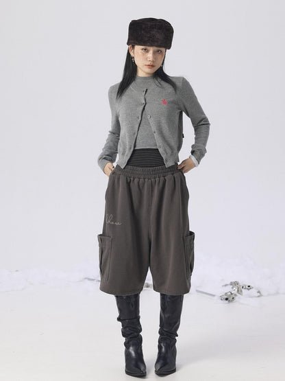Achihara Grey Knit Vest &amp; Cardigan Set