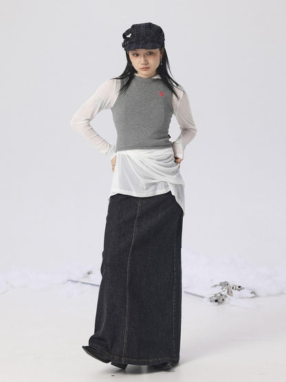 Achihara Grey Knit Vest &amp; Cardigan Set