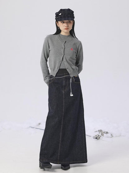 Achihara Grey Knit Vest &amp; Cardigan Set