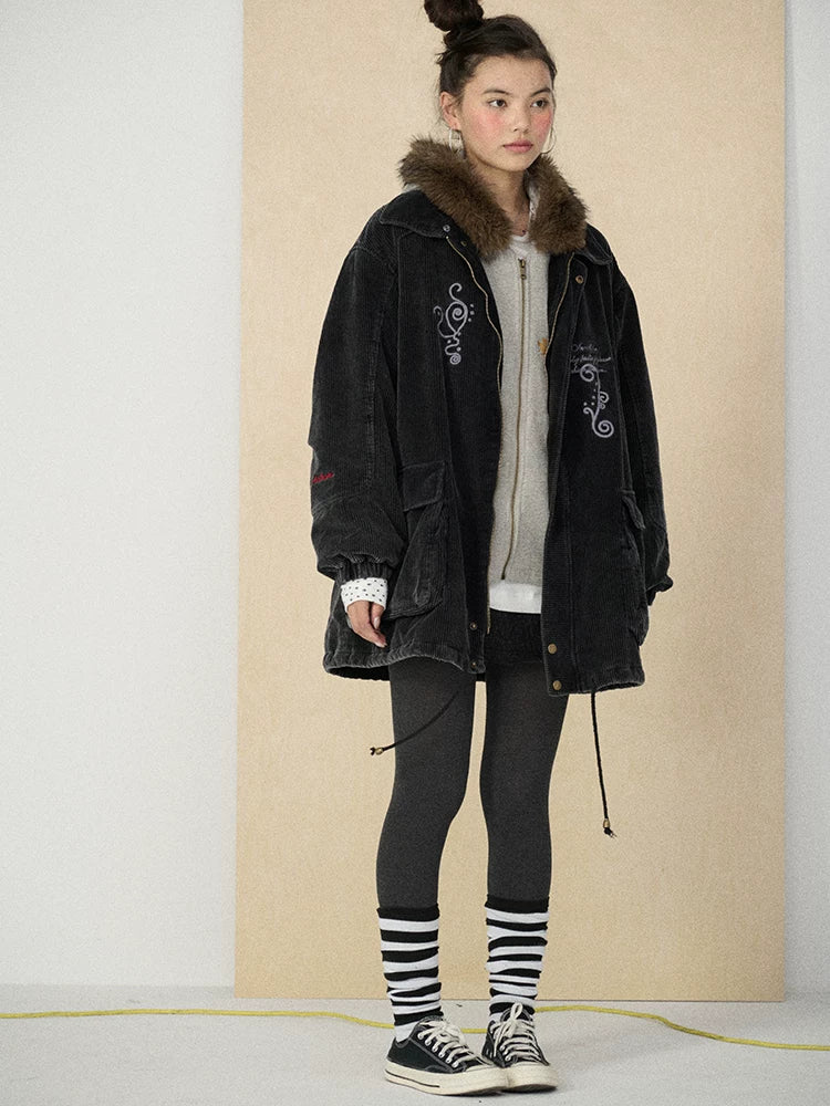 Achihara Hooded Long Sleeve Loose Fit Mid Length Solid Color Women Outerwear Jacket-5