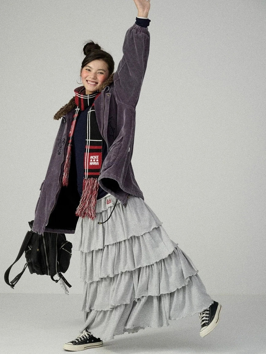 Achihara Hooded Long Sleeve Loose Fit Mid Length Solid Color Women Outerwear Jacket