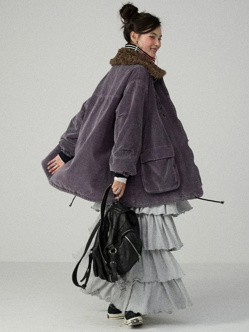 Achihara Hooded Long Sleeve Loose Fit Mid Length Solid Color Women Outerwear Jacket