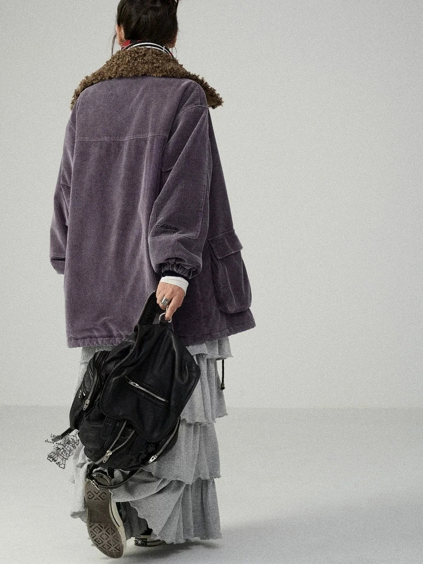 Achihara Hooded Long Sleeve Loose Fit Mid Length Solid Color Women Outerwear Jacket