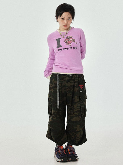 I Love My Muffin Top T-Shirt With 3D Heart Print