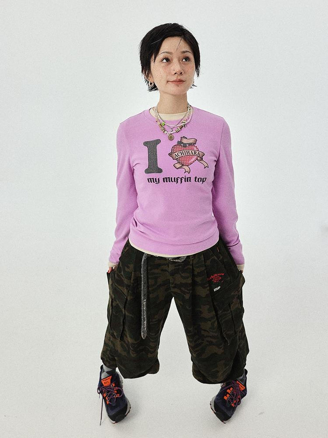Achihara I Love My Muffin Top T-Shirt With 3D Heart Print