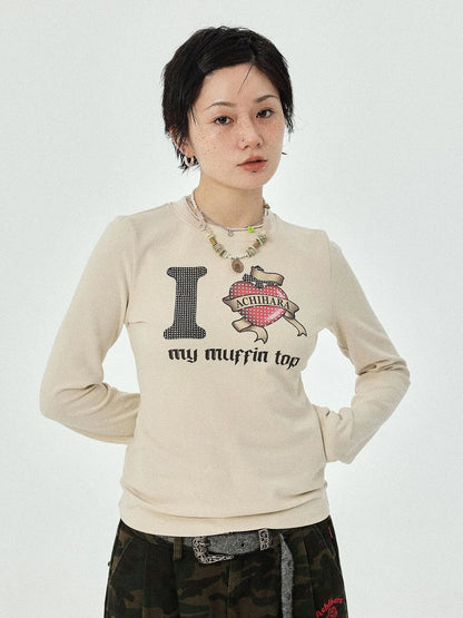 I Love My Muffin Top T-Shirt With 3D Heart Print