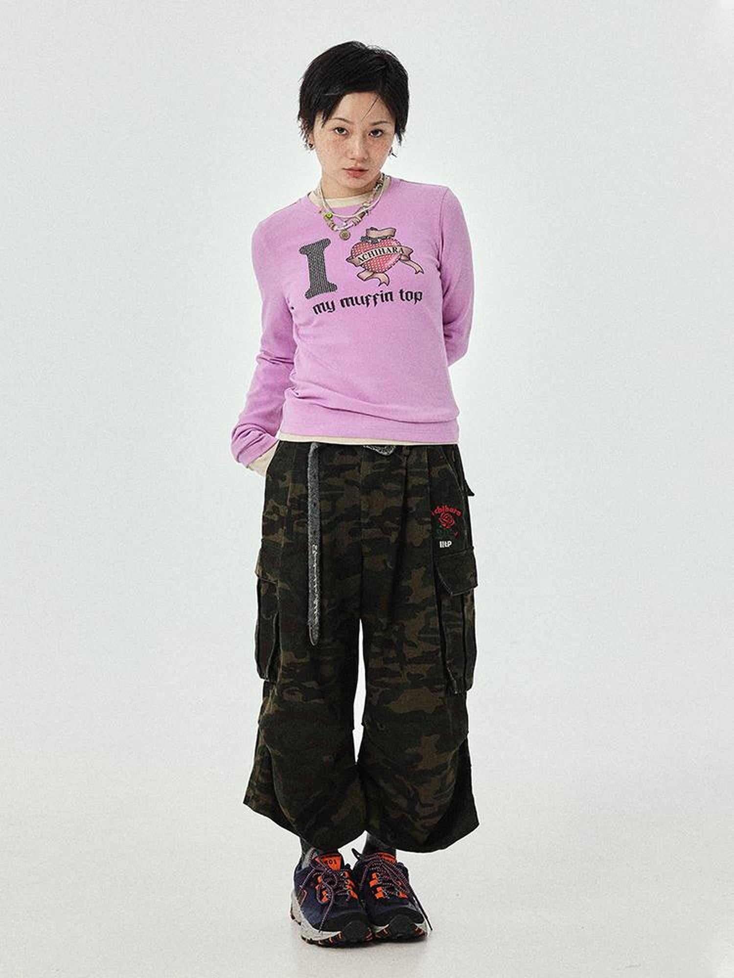 Achihara I Love My Muffin Top T-Shirt With 3D Heart Print