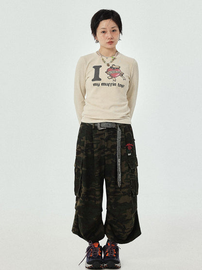 Achihara I Love My Muffin Top T-Shirt With 3D Heart Print
