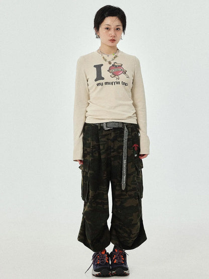I Love My Muffin Top T-Shirt With 3D Heart Print