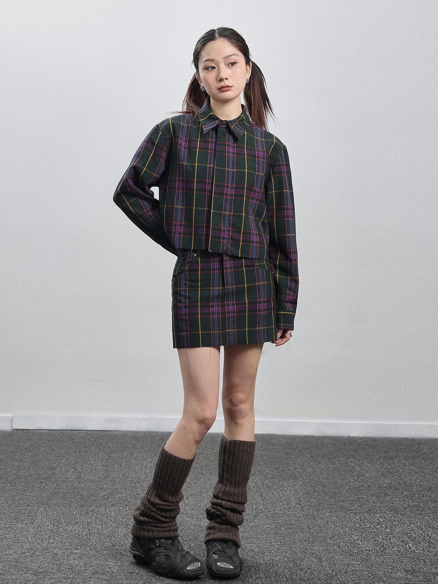 Achihara Imagine Inspired Grid Shirt &amp; Pencil Skirt Set