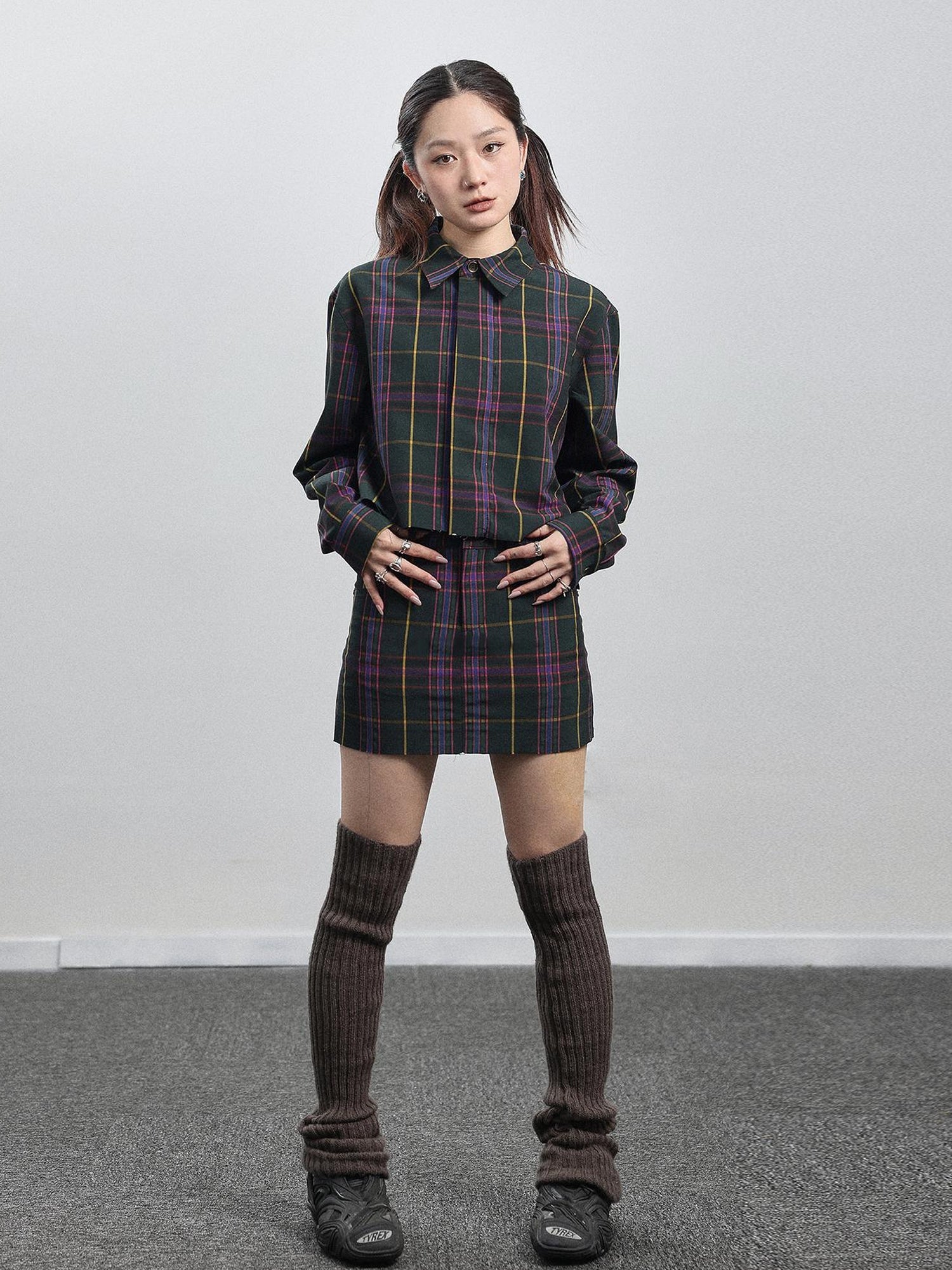 Achihara Imagine Inspired Grid Shirt &amp; Pencil Skirt Set
