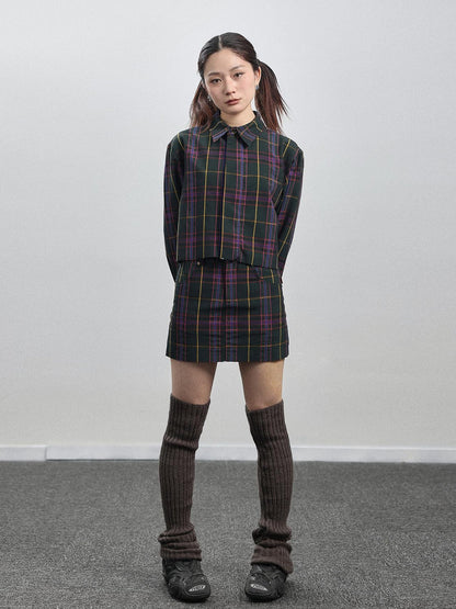 Achihara Imagine Inspired Grid Shirt &amp; Pencil Skirt Set