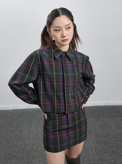 Imagine Inspired Grid Shirt &amp; Pencil Skirt Set