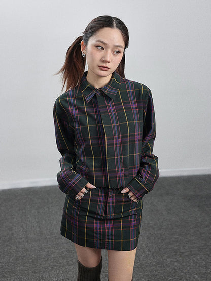 Achihara Imagine Inspired Grid Shirt &amp; Pencil Skirt Set