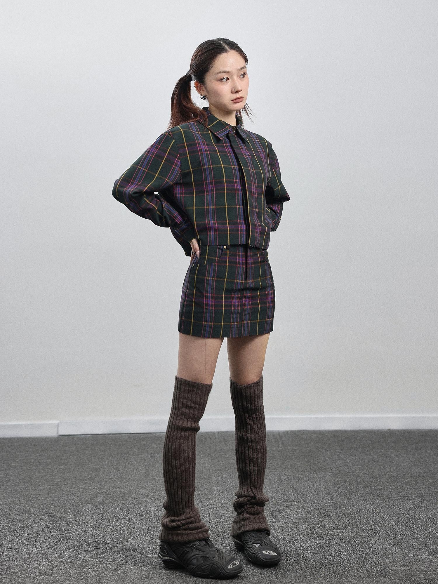Achihara Imagine Inspired Grid Shirt &amp; Pencil Skirt Set
