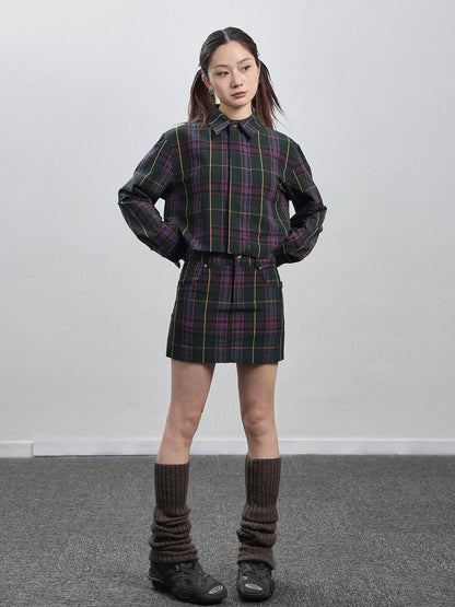 Achihara Imagine Inspired Grid Shirt &amp; Pencil Skirt Set