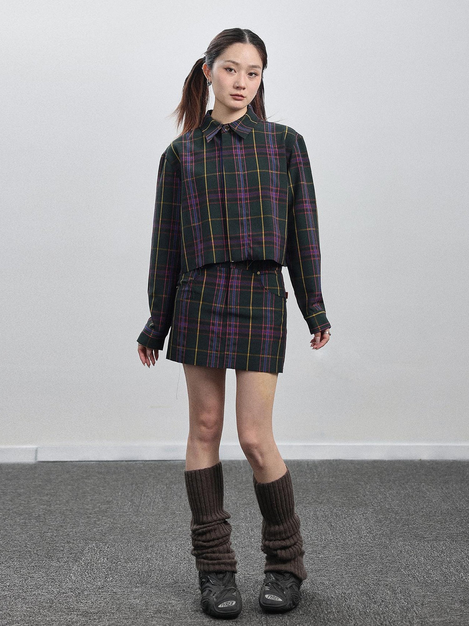 Achihara Imagine Inspired Grid Shirt &amp; Pencil Skirt Set