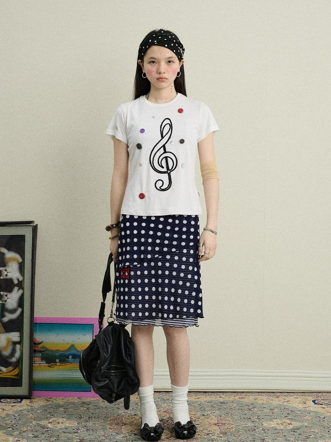 Achihara Jammy Dot A Line Skirt