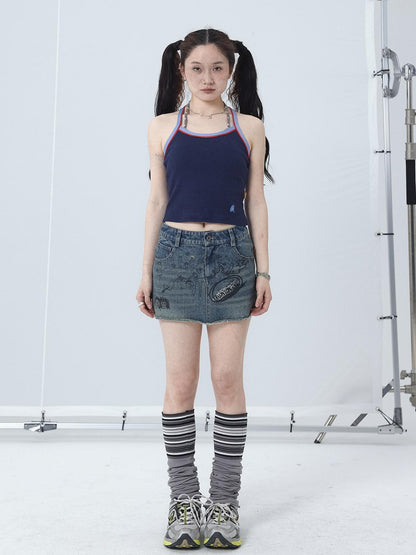 Achihara Japanese Style Strapless Crop Top