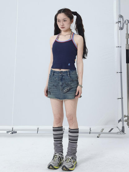 Achihara Japanese Style Strapless Crop Top