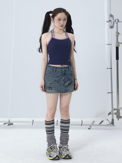 Achihara Japanese Style Strapless Crop Top