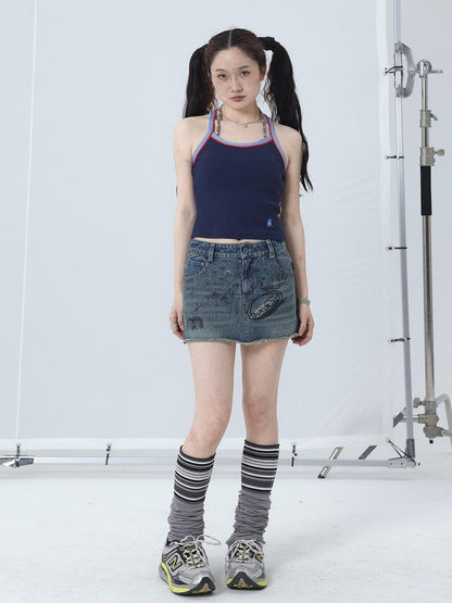 Achihara Japanese Style Strapless Crop Top