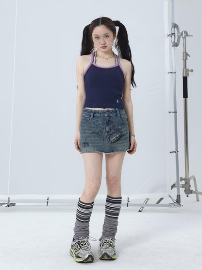 Achihara Japanese Style Strapless Crop Top