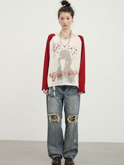 Achihara Jefferson Airplane Grace Slick Graphic Tee Long Sleeve