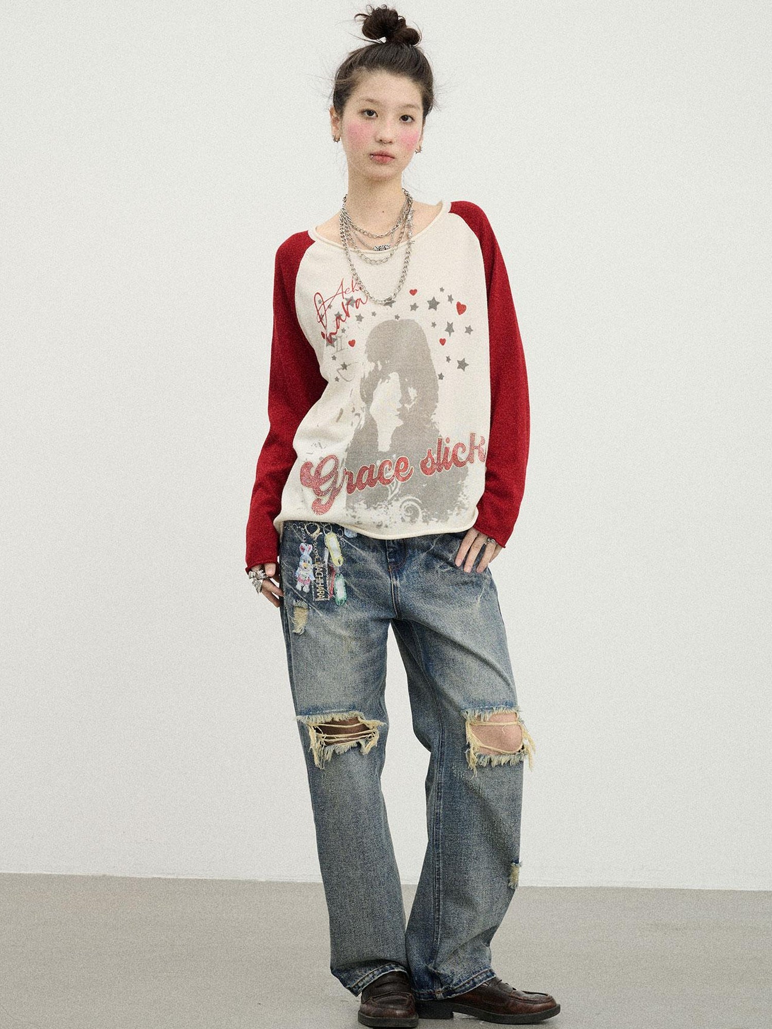Achihara Jefferson Airplane Grace Slick Graphic Tee Long Sleeve