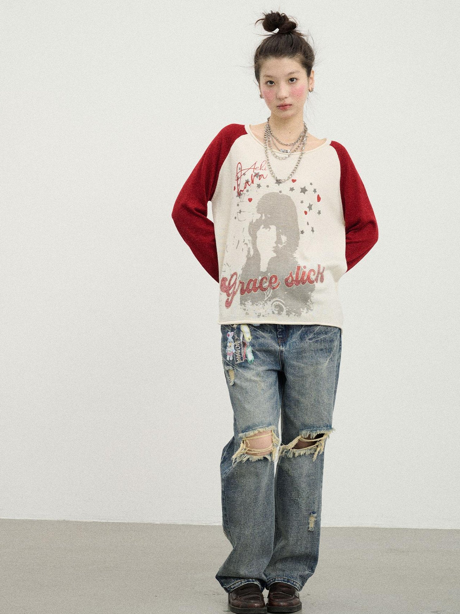 Achihara Jefferson Airplane Grace Slick Graphic Tee Long Sleeve