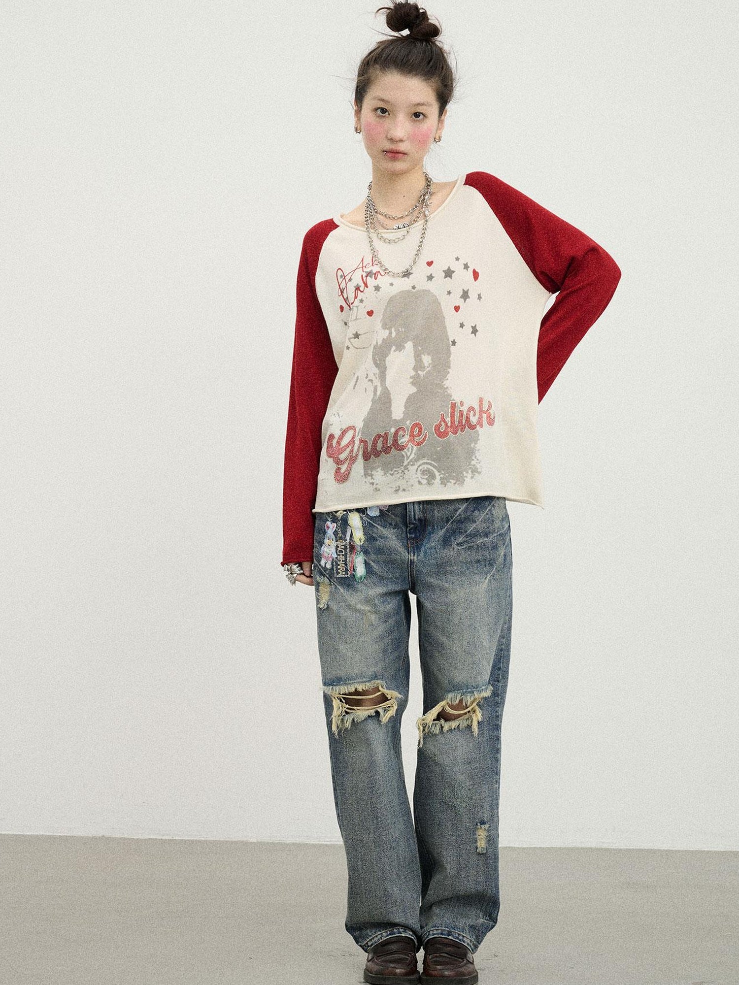 Achihara Jefferson Airplane Grace Slick Graphic Tee Long Sleeve