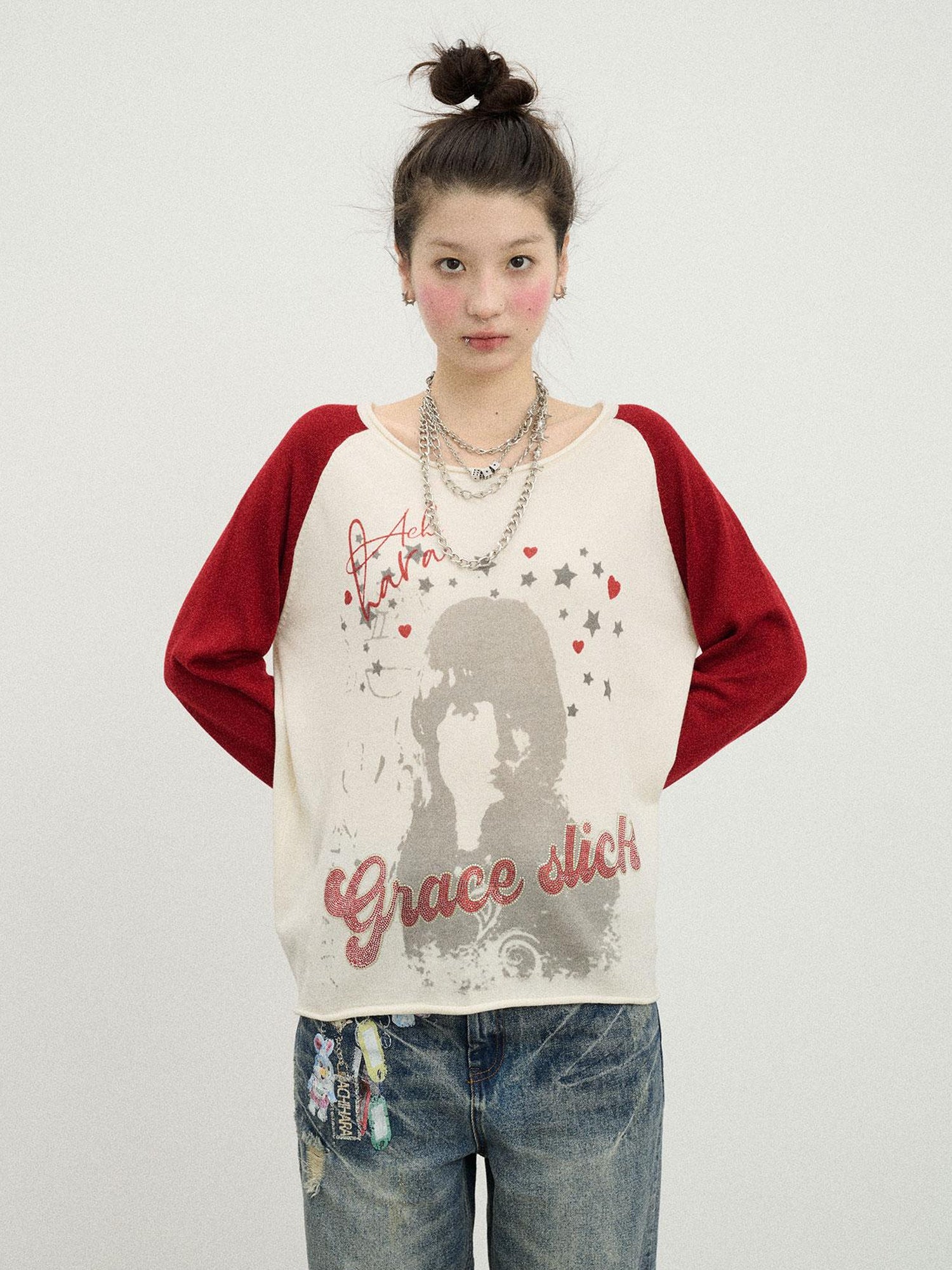 Achihara Jefferson Airplane Grace Slick Graphic Tee Long Sleeve